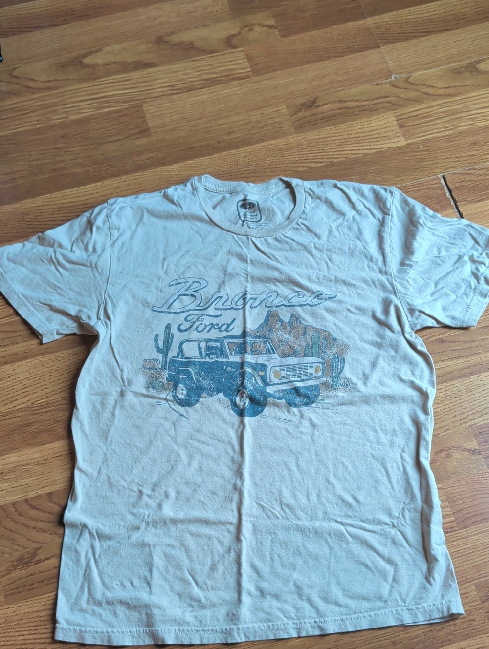 Ford Bronco Tee - Light Beige with Blue Graphic
